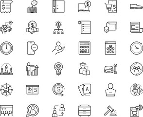 business vector icon set such as: letter, cell, command, ai, mens, artificial, reminder, integration, e-commerce, audience, policy, floor, rise, access, chat, auto, permanent recruitment, flow, front