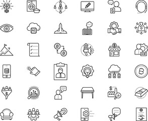 business vector icon set such as: draw, project management, coding, launch, upload, editable, diary, net, write, start, commercial, see, agency, accounting, generate, chart, cushion, economy