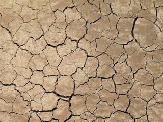 high angle view of crack soil ground for abstract natural background