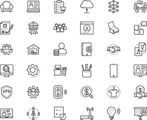 business vector icon set such as: lamp, workforce, pay per click, puzzle, care, block, hanger, privacy, template, women, industrial, worker, soft, teaching, foreign, employment, female, clip, hr