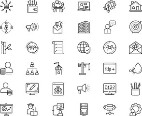 business vector icon set such as: connect, cellphone, mockup, shield, challenge, and, www, bamboo, address, attention, shout, application, authority, facility, search, credit, lamp, machinery, japan