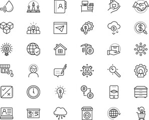 Obraz na płótnie Canvas business vector icon set such as: depression, landing, science, receive, take, cog, hosting, rook, repair, humidity, diary, report, calculation, crystal, cash, postal, age, shake, bitcoin symbol, cpu