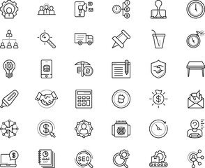 business vector icon set such as: celebration, clipboard, van, backup, hand gesture, shape, shield, calculator, draw, promo, blue, wonder, women, pay per click, explore, second, analytical