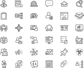 business vector icon set such as: investment, big, human relationship, occupation, learn, winner, comfort, greeting, poker, comfortable, agitation, stationary, client, gambling, dialog, creativity