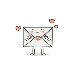 Cute love letter cartoon character