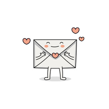 Cute love letter cartoon character