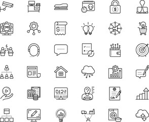 business vector icon set such as: stopwatch, creative, uploading, store, transport, picture, cogwheel, telephone, shape, ruler, stock, staff, programming, clean, problem, water, bill, word, answer