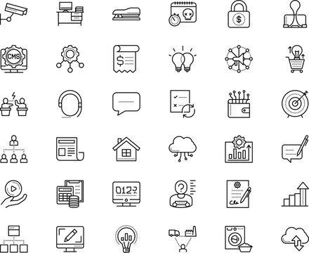 business vector icon set such as: stopwatch, creative, uploading, store, transport, picture, cogwheel, telephone, shape, ruler, stock, staff, programming, clean, problem, water, bill, word, answer