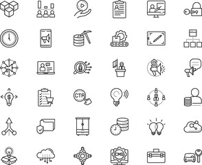 business vector icon set such as: plan, wi-fi, gadgets, opportunity, download, fund, wardrobe, together, advert, secure, warehouse, access, double, creativity, toolkit, bag, stock