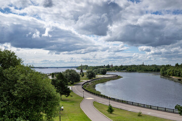 Fototapeta premium Bright summer day in the Strelka of Yaroslavl