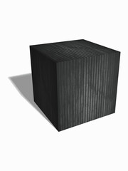 Metallic black cube on a white background. Geometric figure. 3D rendering