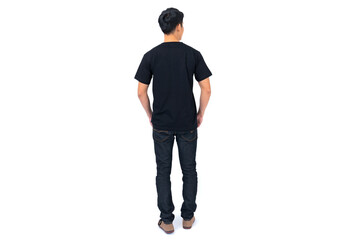 T-shirt design, Young man in Black t-shirt on white background