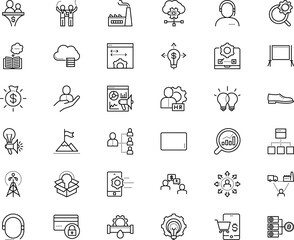 business vector icon set such as: euphoria, setting, user, clothing, special, open, traffic, derrick, victorious, sync, brainstorm, employee, media, head, design element, transportation, store