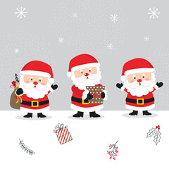 Cute Santa Claus, cartoon Christmas character vector illustration