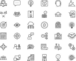 business vector icon set such as: notebook, thinking, increase, supply, improvement, dollar, productivity, wealth, sport, legal, successful, wheel, road, time, high, conversation, accuracy