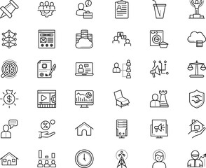 business vector icon set such as: imprint, headache, interior, display, instruction, plant, headhunter, scratched, sport, travel, center, tower, flowchart, page, election, organized, cog, weigh