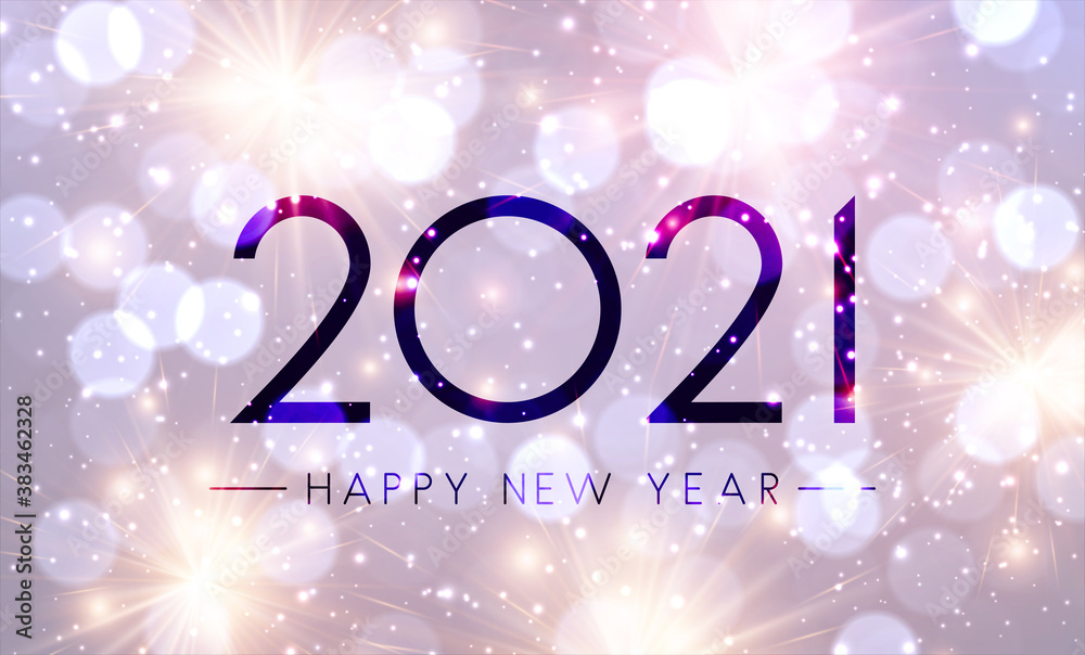 Wall mural 2021 happy new year sign on misted glass.