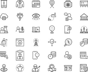 business vector icon set such as: circle, event, resource, intelligence, challenge, school, find, gadget, figure, glowing, headline, business planning, cell, creativity, king, infrastructure, profile