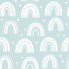 Rainbows monochrome seamless pattern