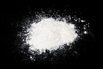 Flour close up image on black background