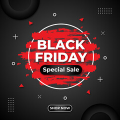 Black Friday sell banner with super discount vector template social media