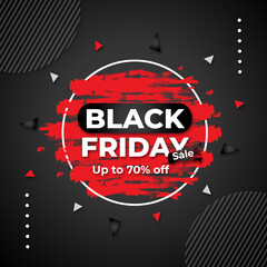 Black Friday sell banner with super discount vector template social media