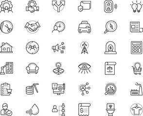business vector icon set such as: paid, startup, project management, head, e-commerce, test, sight, inspiration, discount, profit, secure, networking, creativity, architecture, mesh, lamp, blogging
