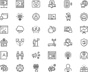 business vector icon set such as: art, successful, cinema, networking, infographic, flag, globe, icons, creation, achievement, costume, empty, grid, champion, dollar, laboratory, notebook, gateway