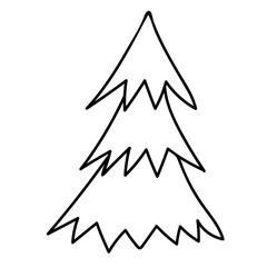 Obraz premium Spiky Christmas tree. Black vector silhouette on a white background.