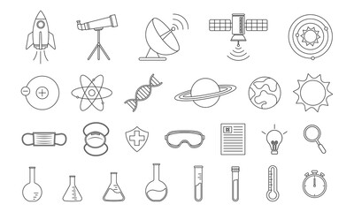 Line icon pack, Set of flat design with elements for science concept