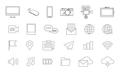 Line icon pack, Set of flat design with elements for user interface concept