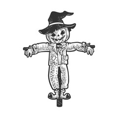 halloween pumpkin scarecrow sketch raster
