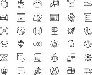 business vector icon set such as: single, lead conversion, blue, solar, chair, robot, currency, fix, microphone, speed, courier, interior, formal, e-mail, garage, safe, foot, statistic, mechanic