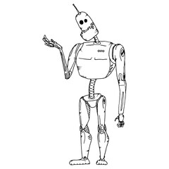 Robot vector character. Robot technology machine future science toy. Cyborg futuristic design robotic toy robot. Cartoon robot.