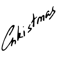 Christmas text. Christmas lettering theme. Vector illustration of handwriting, calligraphy, the word Christmas in English.