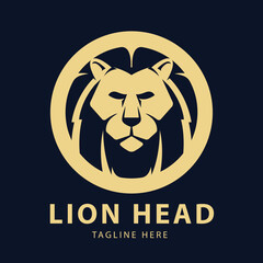 Lion head logo circles design template