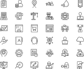 business vector icon set such as: pollution, point, server, cms, apartment, api, ux, light, no, wrong, like, safety, humidity, depression, keyhole, ecology, community, plugin, stream, recruiter