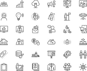 business vector icon set such as: state, modern, gray, loudspeaker, men, protect, attachment, tie, buy, mortgage, volume, consultation, cape, intelligence, infographic, direction, key, cost, metal