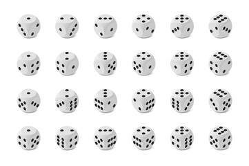 Twenty four photo realistic isometric game dices