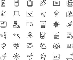 business vector icon set such as: question, responsive, group, cms, progress, house, home, mechanical, electronic, attention, geography, tag, exchange, eye, stand, lead conversion, sphere, gps