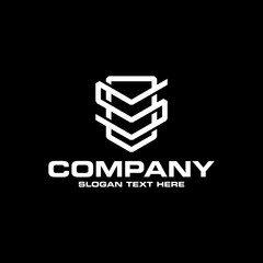 Simple Shield Letter S, Flat Logo Template, abstract s shield logo . letter S in the shield with clean outline or monoline style .