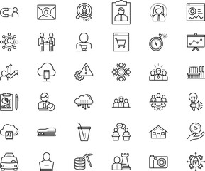 business vector icon set such as: contour, program, engine, training, mine, capture, choose, networking, campaign, problem solving, resource, innovative, time, goal, present, squad, talking, banner
