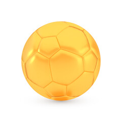 Golden football award concept, shiny realistic metallic soccer ball