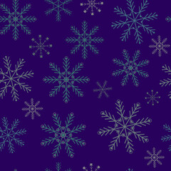 Fototapeta na wymiar Seamless festive snowflakes vector illustration