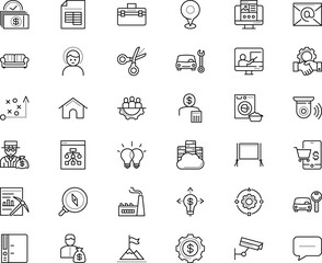 business vector icon set such as: portal, laptop, webpage, sheet, washer, build, send, winner, risk, opening, chart, residential, cam, mock, laundry, watch, transport, contour, couch, looking, phone