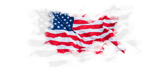 Flag of the United States of America on a white background