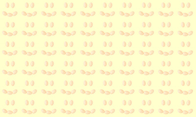 Pattern of many small smiles made of pills or eggs on a yellow background. Happy emotions.