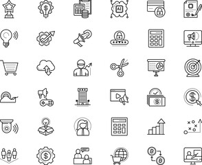 business vector icon set such as: debit, click, broker, climate, webinar, maintenance, podium, contract, drawing, recruitment, family, style, process, learner, analytics, global, privacy