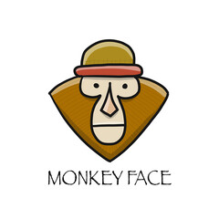 Funny monkey face. Sketch for your design. Childish style