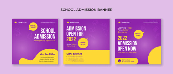 School admission social media post template. Suitable for junior and senior high school promotion banner